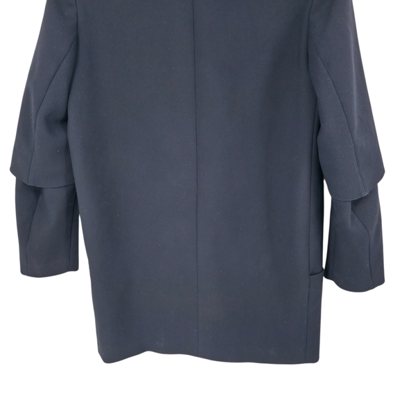 Zara Basic Navy Funnel Neck Coat Size Small Full Zip Quiet Luxury Minimalist - Picture 11 of 12